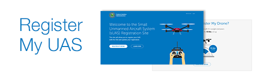 A mockup of the FAA's forthcoming recreational drone registration website.