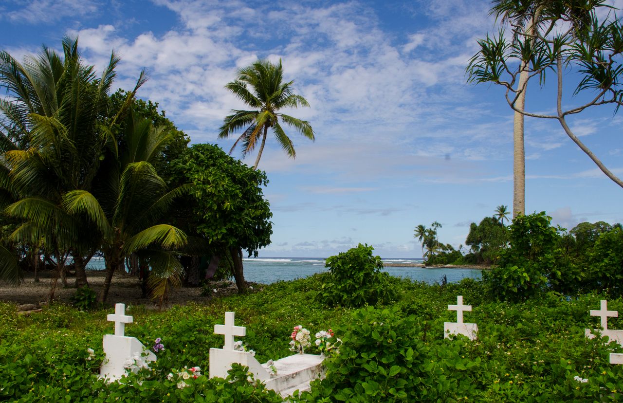 A cemetery on Ejit, Marshall Islands.