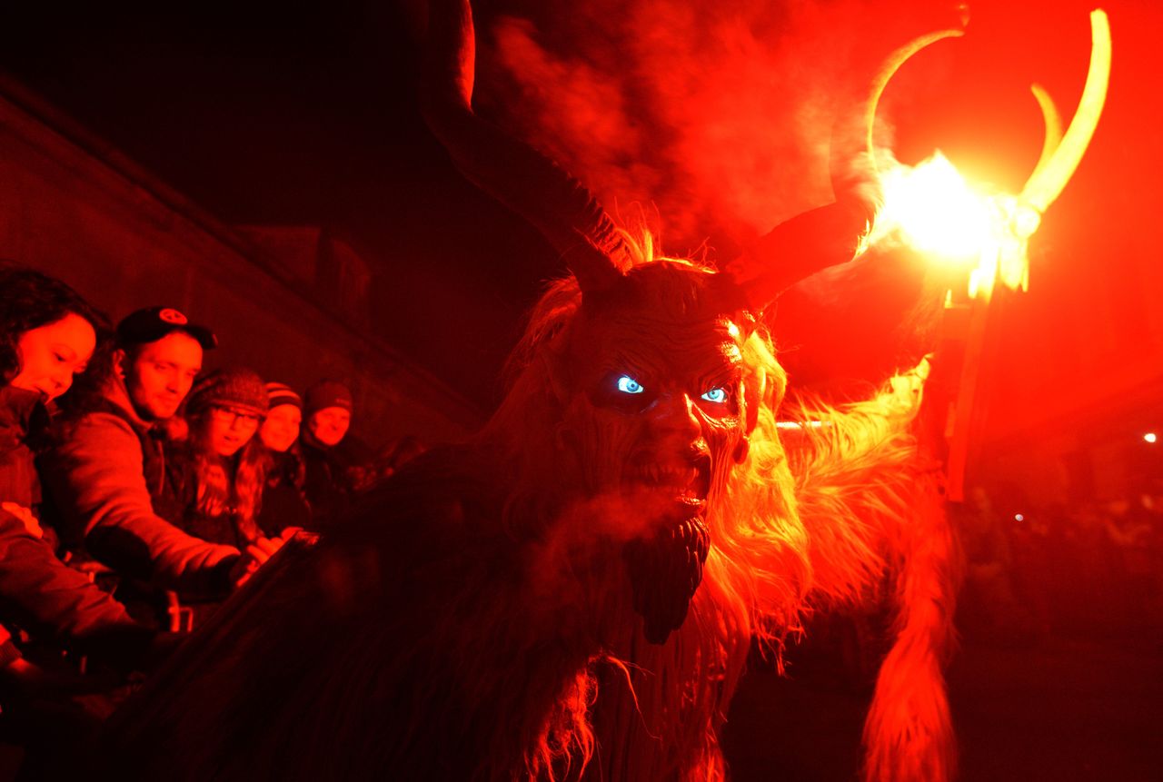 Some of the Krampus costumes are quite elaborate, like this one at a festival in Kaplice, Czech Republic.