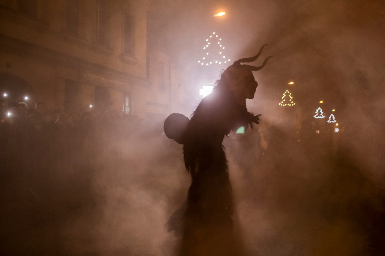 A Krampus looking downright creepy in the Czech Republic. 