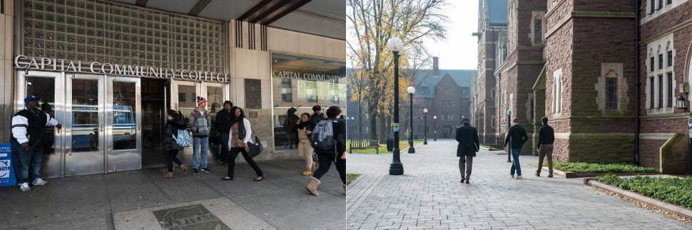 Trinity College and Capital Community College share the same hometown, but when it comes to the population they serve, they a