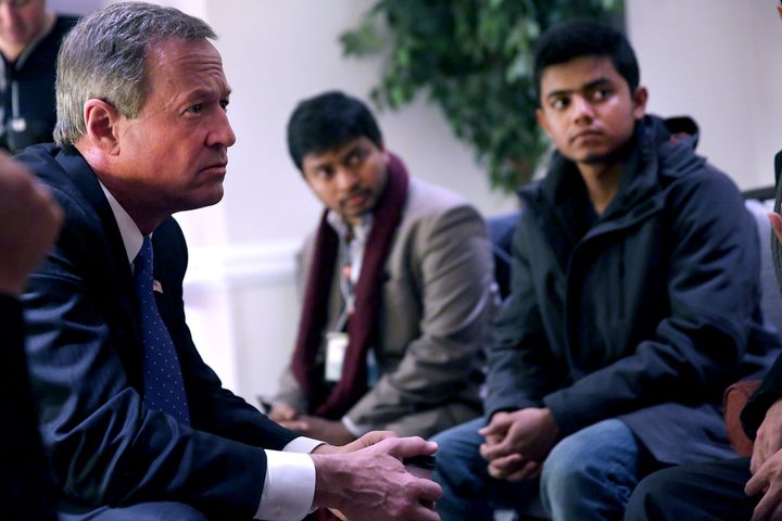 Democratic presidential candidate and former Maryland Gov. Martin O'Malley meets with former hunger strikers and their family members at the National Immigrant Integration Conference.