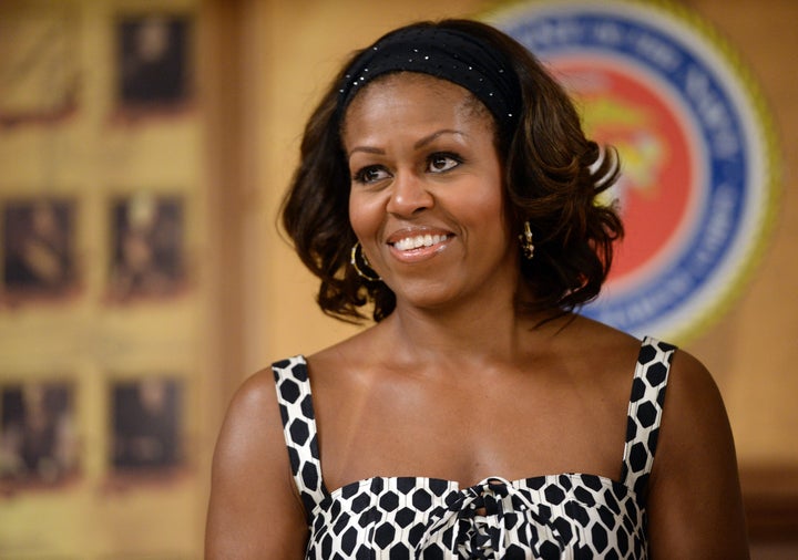 Michelle Obama during a Christmas dinner at Marine Corps Base Hawaii on December 25, 2013.