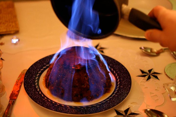 Image result for christmas pudding on fire