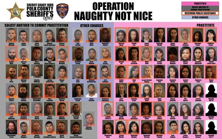 A five-day undercover prostitution sting in Florida led to the arrest of 95 people, including three teenagers, authorities in Polk County said.