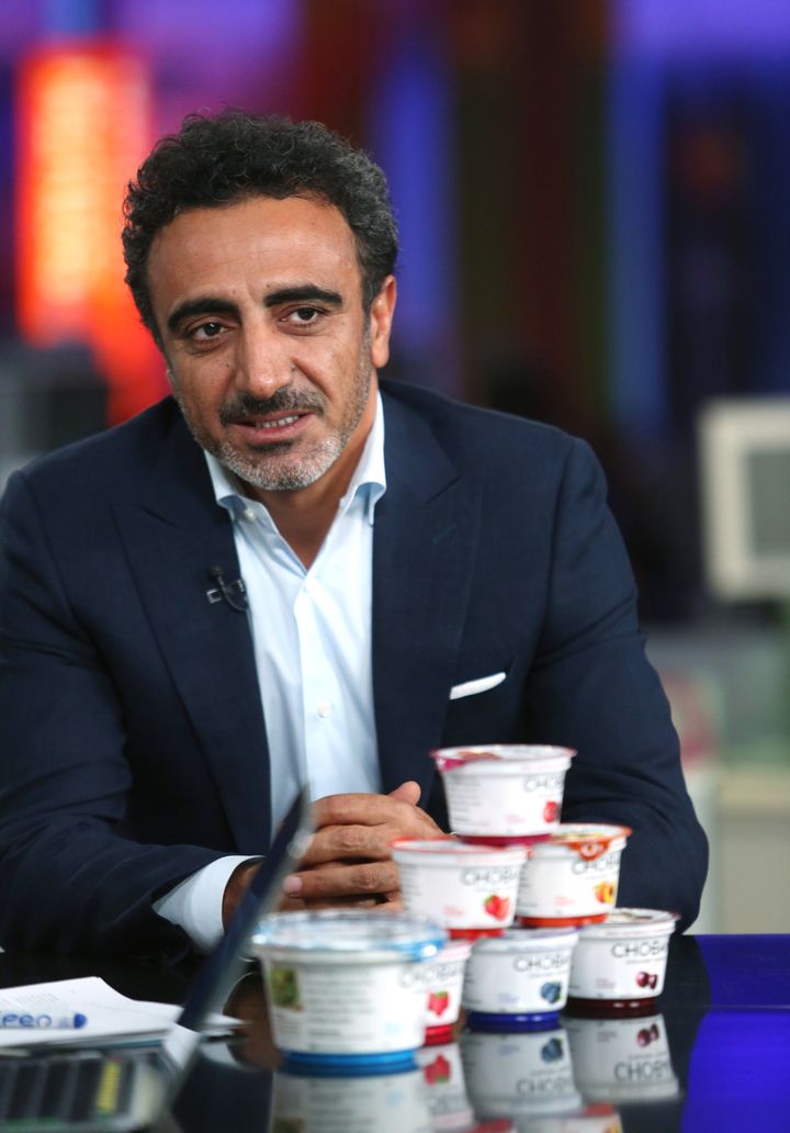 Hamdi Ulukaya, a billionaire and founder, president and chief executive officer of Chobani Inc., speaks during a Bloomberg Television interview in London, U.K. on Wednesday, July 17, 2013. Chobani, the best-selling yogurt brand in the U.S., has given Ulukaya a net worth of $1.1 billion. Photographer: Chris Ratcliffe/Bloomberg via Getty Images