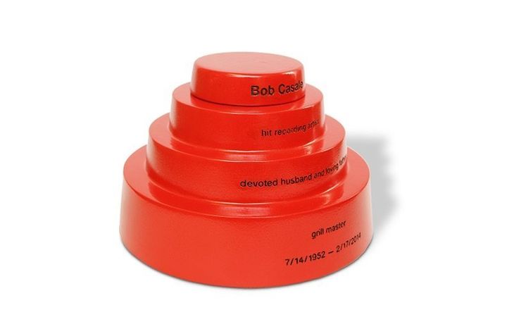 Devo band member Bob Casale's family asked for his cremains to be split between two of the iconic energy dome hat replica urns for his family members in Akron, Ohio, and Los Angles.