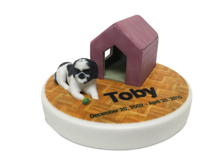 Foreverence also creates urns for pets, such as Toby, a dog who died in 2015.