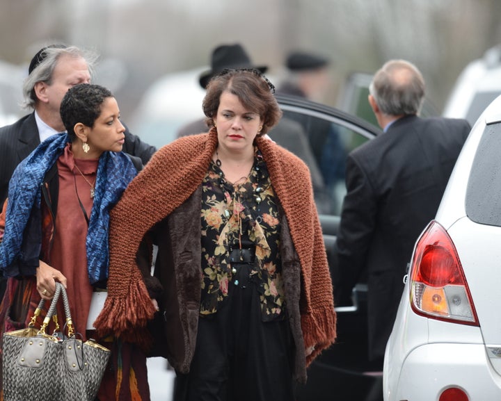 Veronika Pozner, mother of Noah Pozner, arrives for her son's funeral December 17, 2012 at the Abraham L. Green and Son Funer