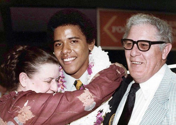 Obama in 1979 during his high school graduation in Hawaii with his maternal grandparents.