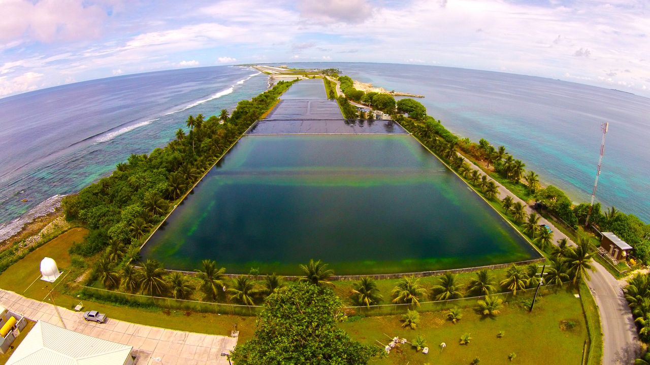 The freshwater reservoir on Majuro Atoll.