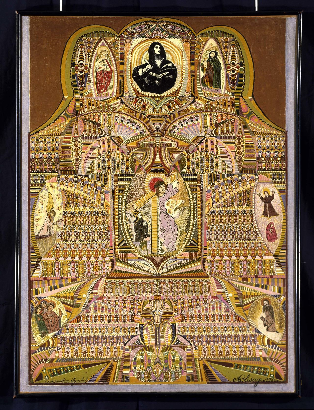 Lesage Augustin, Composition symbolique, amour por l'humanite, 1932, Pas-de-Calais, France, oil on canvas, Collection de l'Art Brut, Lausanne, Switzerland