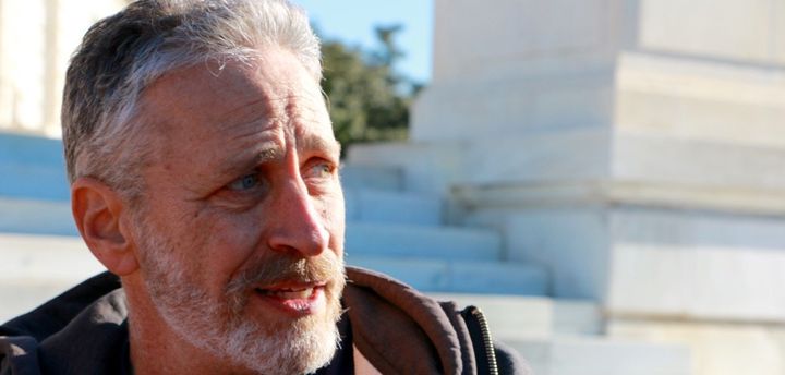 Jon Stewart traveled to Washington for the second time to lobby for the 9/11 bill in December, seen here outside the Russell Senate Office Building.