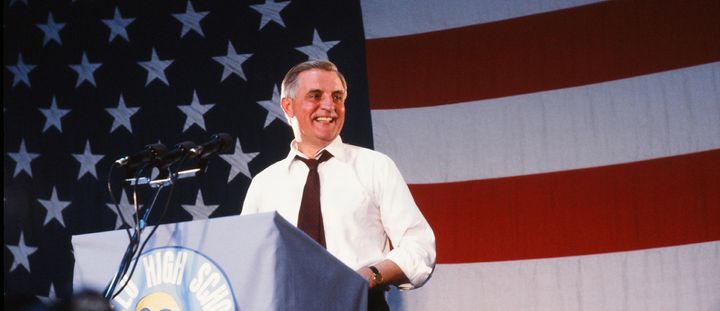 Walter Mondale campaigning for the presidency in 1984.