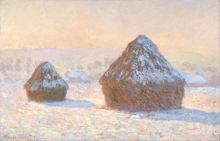 Claude Monet, "Wheatstacks, Snow Effect, Morning," 1891 (<a href="https://en.wikipedia.org/wiki/File:Claude_Monet_(French_-_W