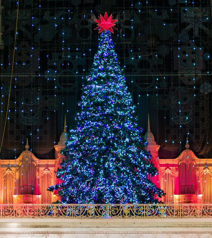 This year's Christmas tree at Macy's Center City in Philadelphia, Pennsylvania. Americans' holiday decorations use 6.6 billion kilowatt hours of electricity, the Center for Global Development has found.