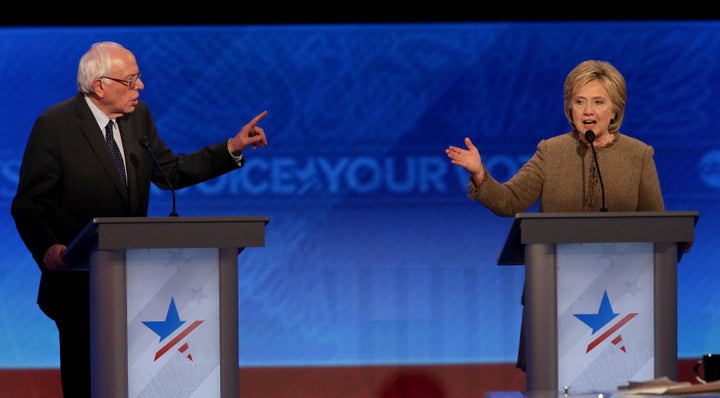 Bernie Sanders and Hillary Clinton disagreed strongly over taxes at the Democratic presidential debate at Saint Anselm College on Dec. 19, 2015, in Manchester, New Hampshire.