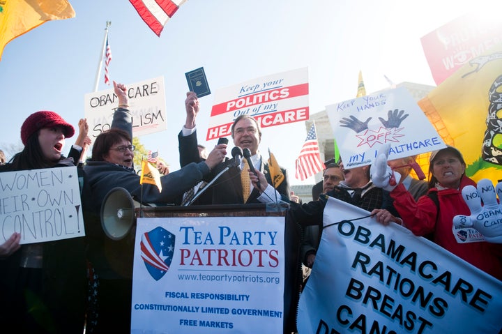 Rep. Andy Harris (R-Md.) speaks during the Tea Party Patriots rally protesting the Affordable Care Act in front of the Supreme Court on March 27, 2012.