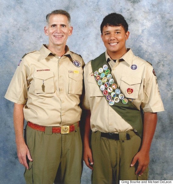 Greg Bourke and his son, Isaiah, in 2013.