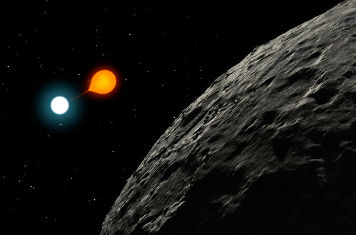 This artist's illustration shows Algol, or the "demon star," as an eclipsing binary system. The name "Algol" means "the ghoul