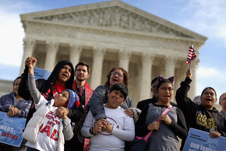 Families rally in front of the Supreme Court on Dec. 11, 2015, calling for immigration reform and deportation relief.