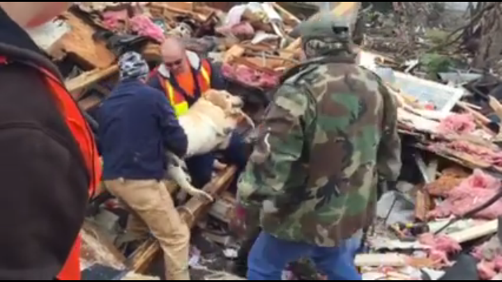 Sawyer being lifted from the wreckage.