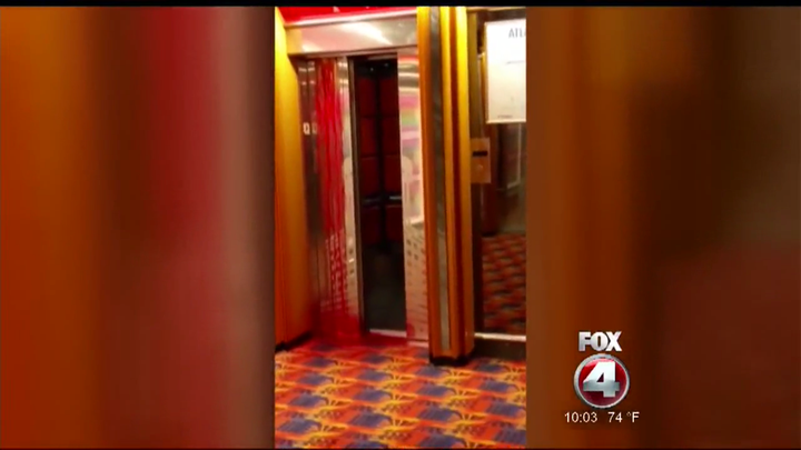 Blood appears dripping down a Carnival cruise ship's elevator following a 66-year-old employee's death.