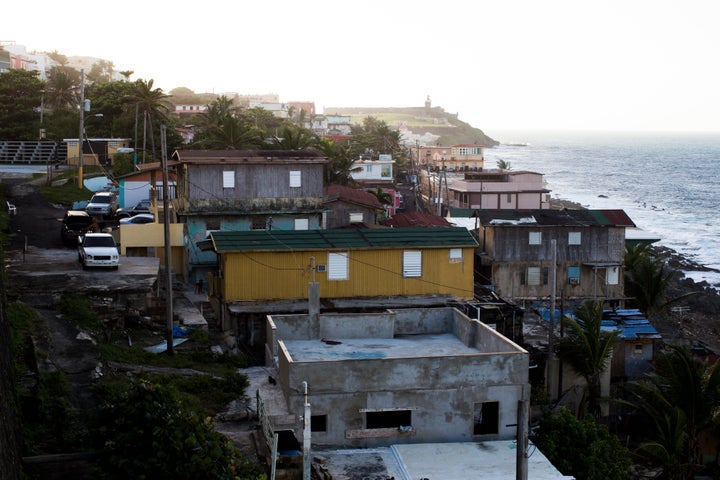 The La Perla shanty town sits just a few steps from the upscale neighborhoods of Condado and Old San Juan on Nov. 12, 2013, in San Juan, Puerto Rico.