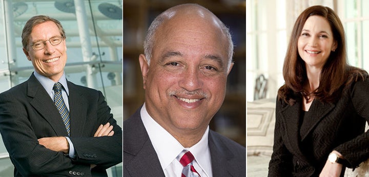 Left to right: Pomona College President David Oxtoby, Muhlenberg College President John Williams, Jr., Davidson College President Carol Quillen.