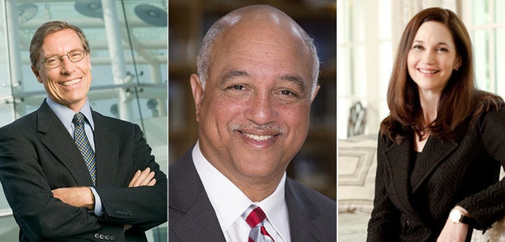 Left to right: Pomona College President David Oxtoby, Muhlenberg College President John Williams, Jr., Davidson College President Carol Quillen. 