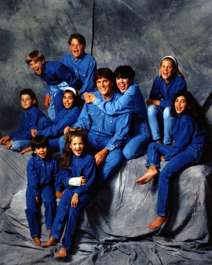 Brody Jenner, Kourtney Kardashian, Bruce Jenner, Kris Jenner, Cassandra Jenner, Kim Kardashian, Brandon Jenner, Burton Jenner, Robert Kardashian, Jr. and Khloe Kardashian pose for a family portrait in 1991.