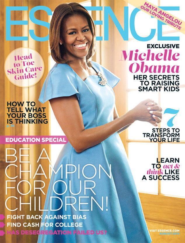 First lady Michelle Obama wearing an Azede Jean-Pierre design on the cover of Essence magazine's August 2014 cover. 