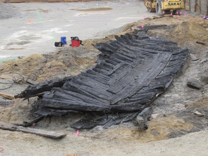 The remains of an 18th-century ship were uncovered at a construction site in Alexandria, Virginia, in December.