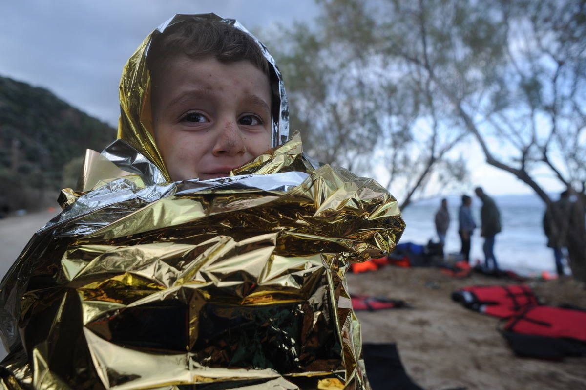 A child on the shores of Lesbos.