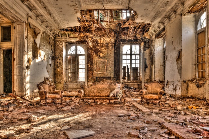 Claire in an abandoned castle in Belgium.