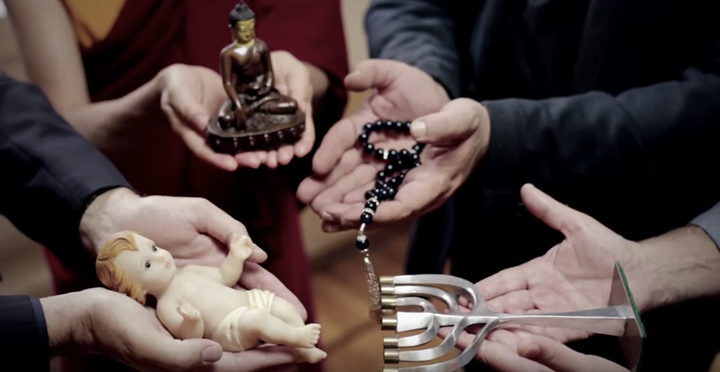 Buddhist, Jewish, Muslim and Christian faiths are represented in the pope's video prayer for interfaith unity.