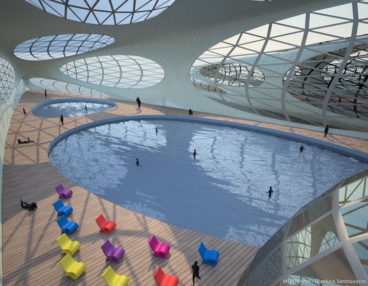 The inside of one of the MORPHotel's indoor pools.