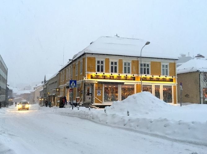 Tromsø’s snowy town center.