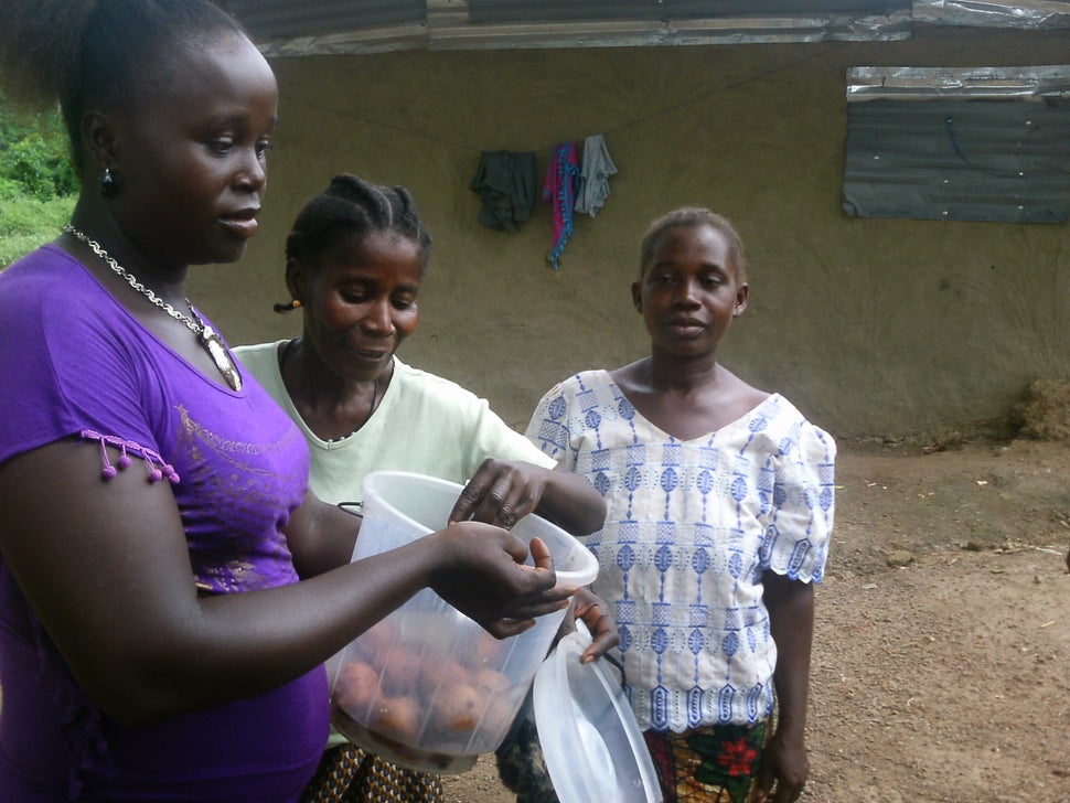 "I sell donuts to make a living. You can see them in the bucket here," Hellen Scott, a resident of Gbolakai-Ta, told Lyons. "