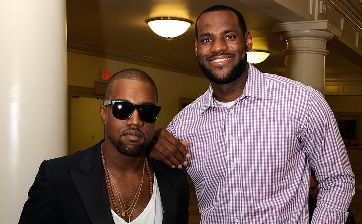 Kanye West and LeBron James enjoy a non-controversial moment for once. 
