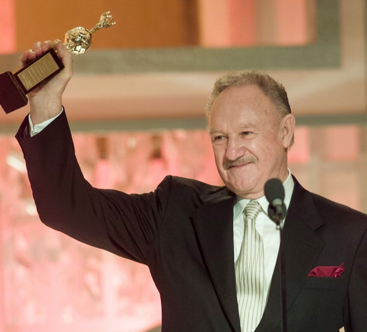 Gene Hackman accepts the Cecil B. DeMille award on stage at the 60th Annual Golden Globe Awards on Jan. 19, 2003.