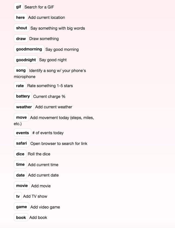 The full list of Peach's "magic words."