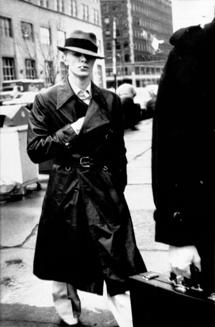 David Bowie visits his attorney before his city court appearance in Rochester to answer to charges of illegal possession of d