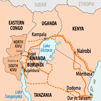 This map shows the route many conflict minerals take from Eastern Congo to buyers in neighboring countries who, until the auditing program, had rarely asked questions.