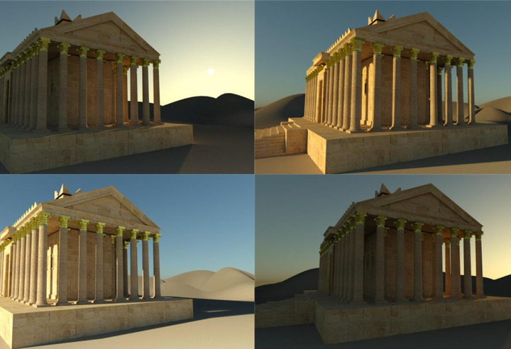 3D model renders of Palmyra's Temple of Bel.