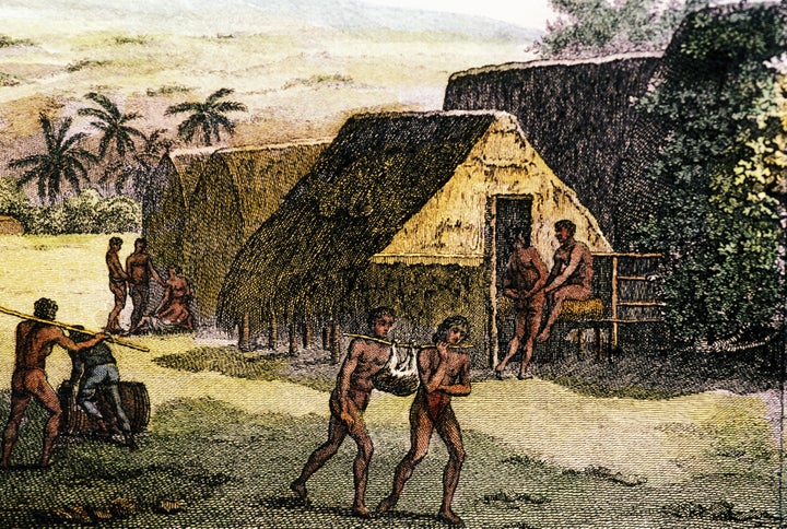 Traditional grass huts called "hale pili" served as shelter for ancient Hawaiians.