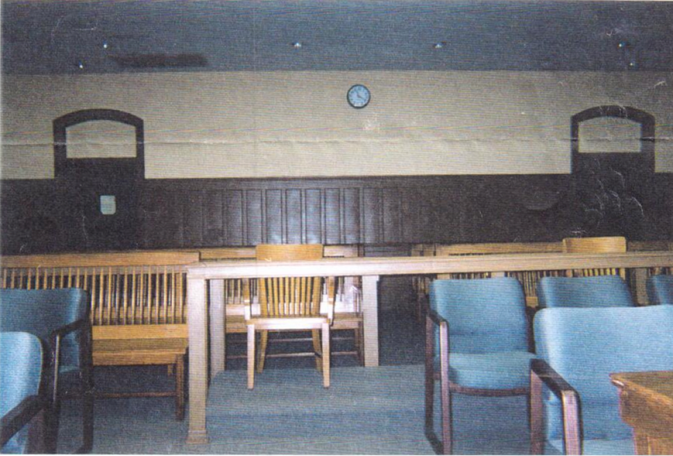 The prisoner’s dock where Jones sat during his trial.