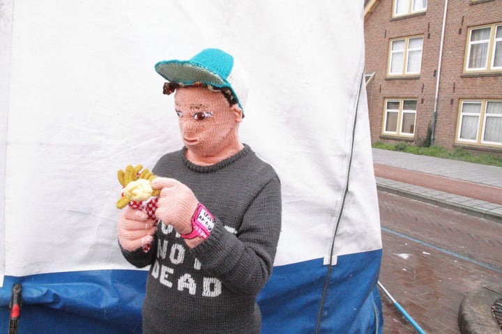  Voorsluijs yarn son eating delicious Amsterdam French fries.