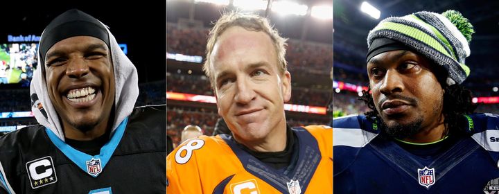 From left to right, Carolina's Cam Newton, Denver's Peyton Manning and Seattle's Marshawn Lynch will all be crucial factors this weekend.