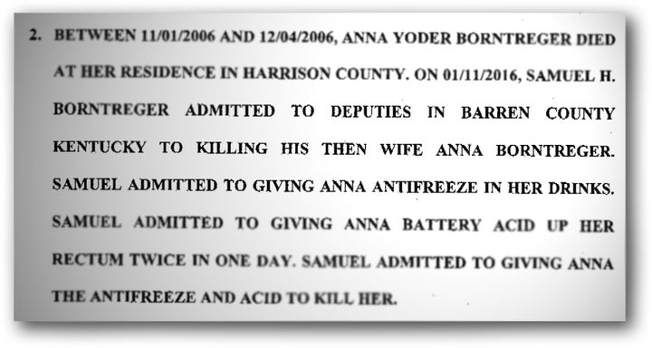 Samuel Borntreger allegedly gave his first wife doses of antifreeze and battery acid.